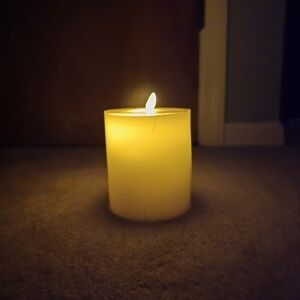 Pottery Barn Flameless Wax Pillar Candle 4 X 4 1/2" NIB